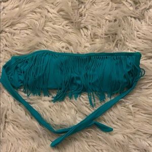 Damsel- fringe, strapless bikini top